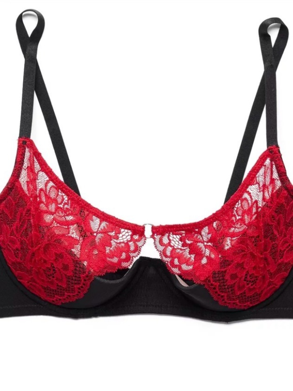 NWOT Adore Me Abella Unlined Black & Red Lace Underwire Bra 36B